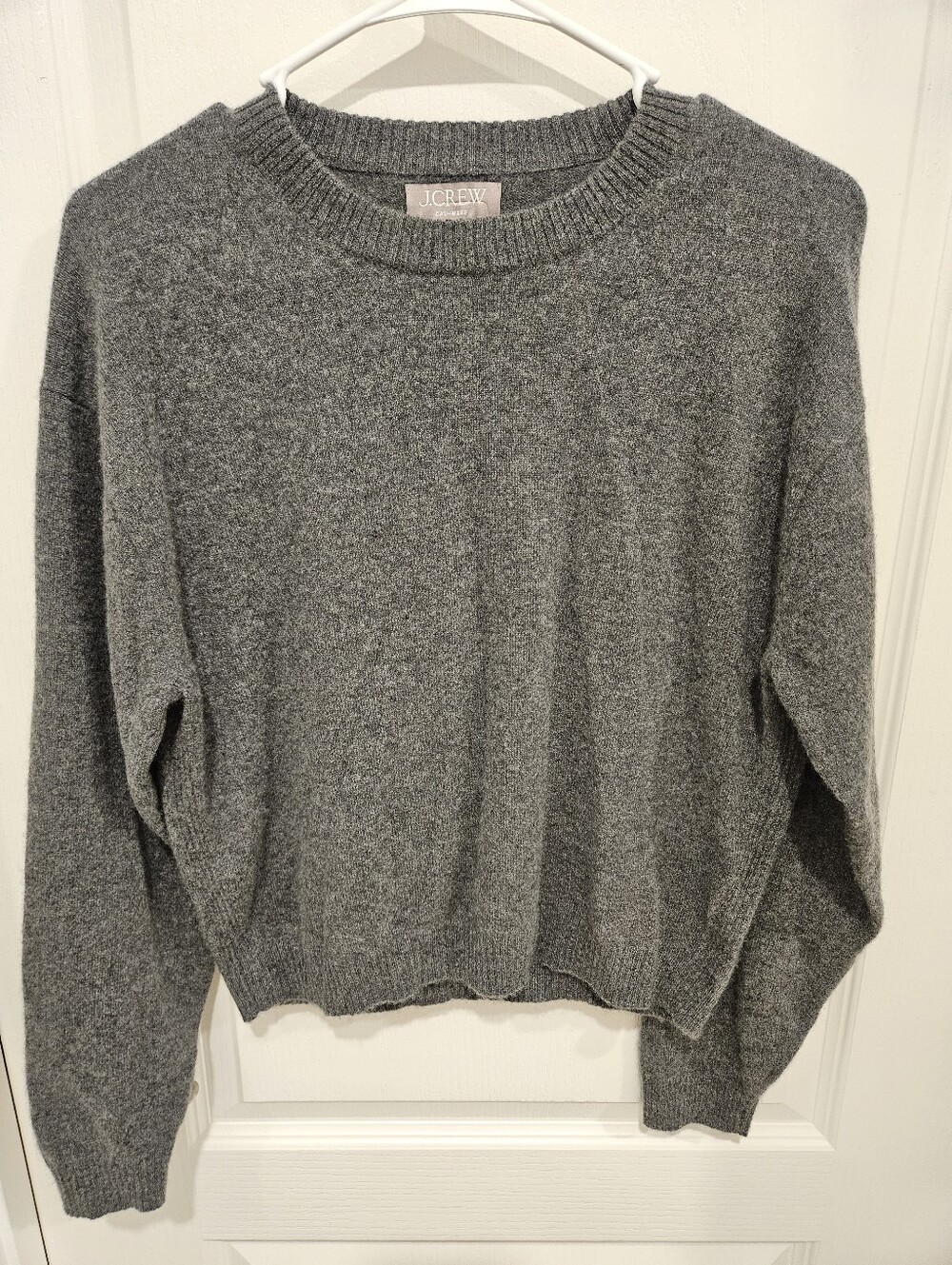 J.Crew 100% Cashmere Crewneck Sweater Women's Medium Gray Long Sleeve Soft Knit